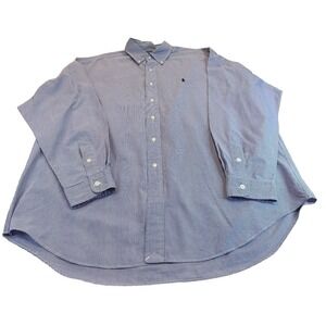 Ralph Lauren Button Down Shirt Mens Blue Blake Two-Ply Cotton Size XL